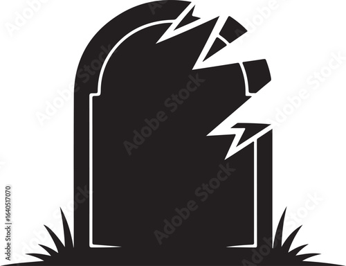 Broken tombstone silhouette vector illustration design