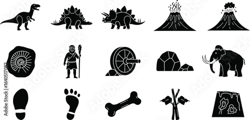 Explore prehistoric era with dinosaurs fossils and ancient life