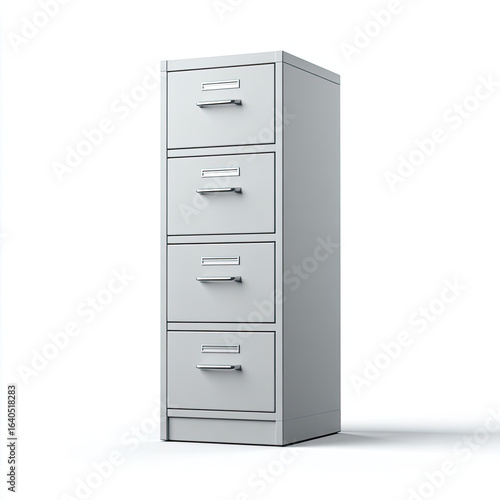 Metal filing cabinet with four drawers for office storage