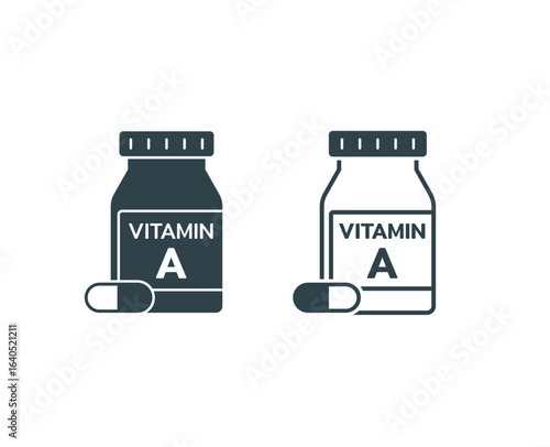 vitamin A supplement jar icon, a bottle of vitamin A supplement