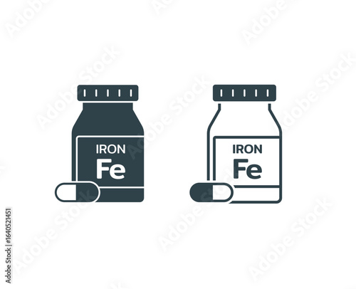 Iron supplement jar icon, a bottle of Iron supplement
