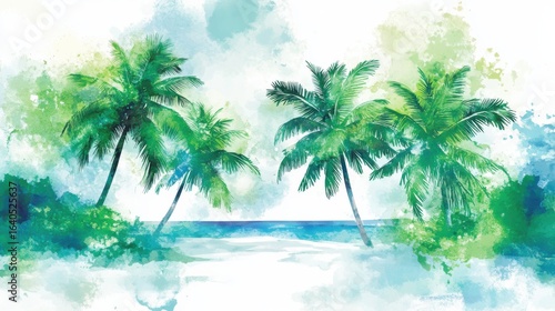 Wallpaper Mural Three palm trees on serene tropical beach during daytime Torontodigital.ca