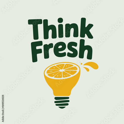Think Fresh lightbulb and orange slice illustration for healthy eating and innovative ideas concept