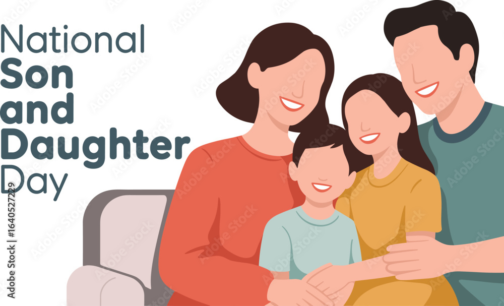 Fototapeta premium National Son and Daughter Day for Happy Family Posing 