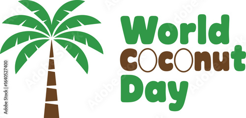 World Coconut Day with Palm Tree and Text tropical