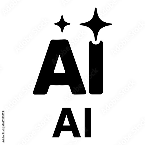 Vector ai icon two instances of the letters ai stacked with stars above the top instance on transparent background