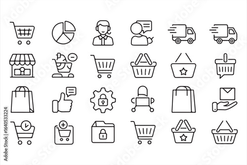 Icons for Online Retail, Delivery Tracking, and Customer Shopping Experience