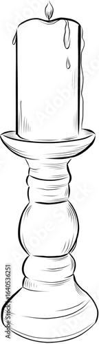 Hand drawn ceramic candle holder illustration