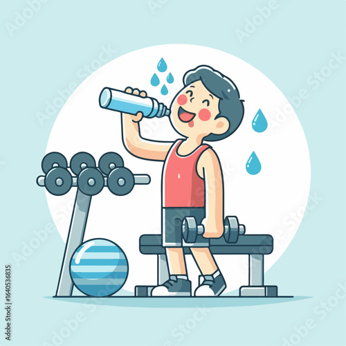 vector illustration of people drinking at the gym