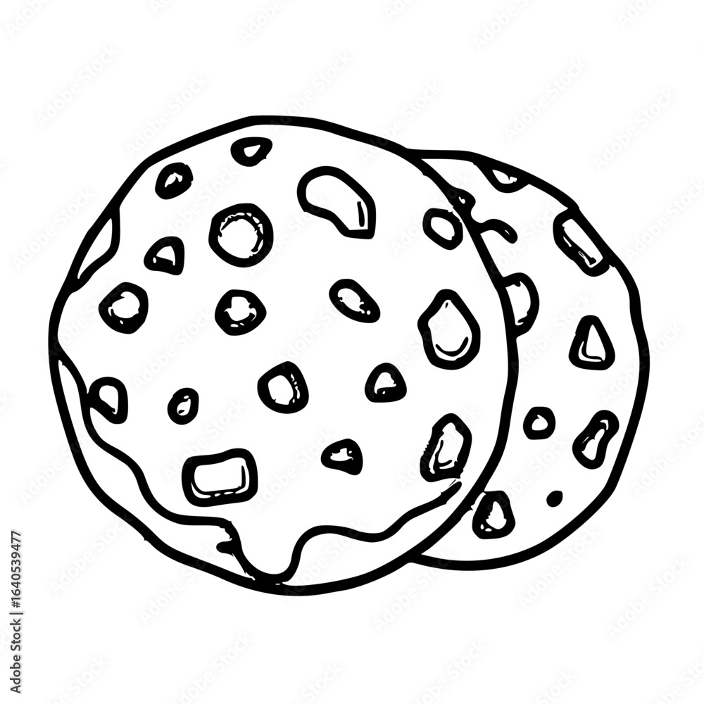 Fototapeta premium Black and white doodle style cookies vector illustration for snack and dessert food design projects