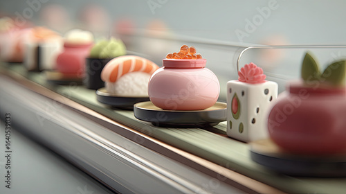 Wallpaper Mural stylized sushi conveyor belt with minimal elements Torontodigital.ca
