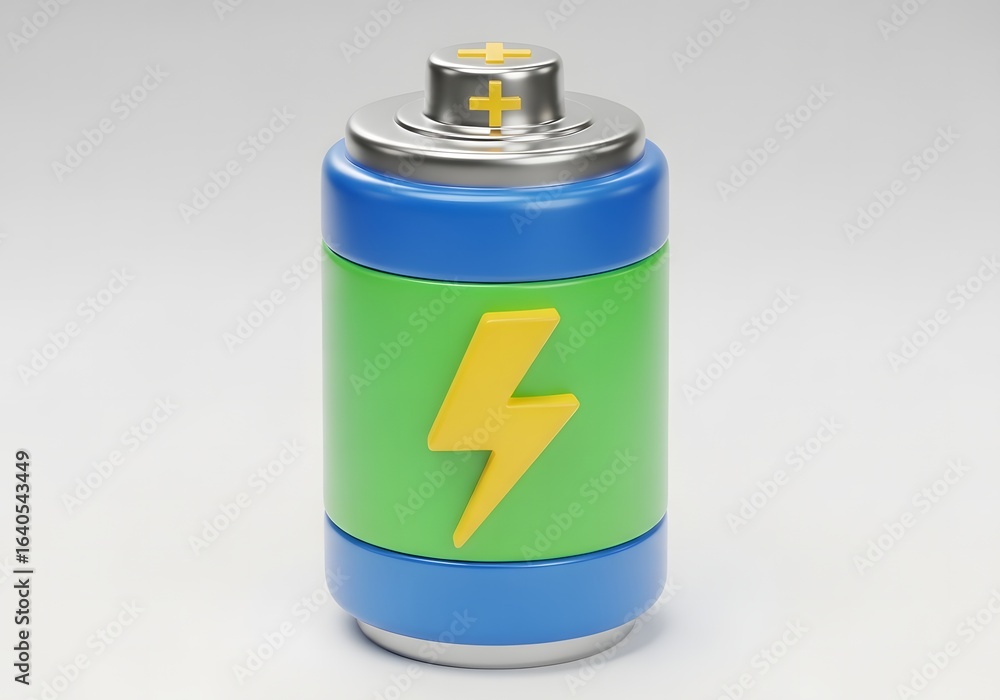Obraz premium Colorful Battery with Lightning Bolt Energy Symbol