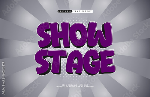 show stage editable text effect with a kids and play text effect