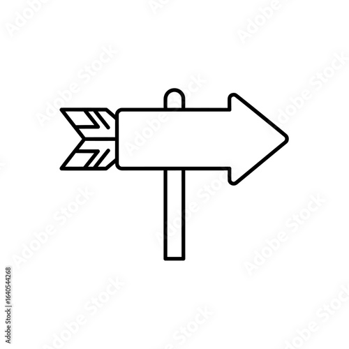 Directional Arrow Signpost Line Art Icon