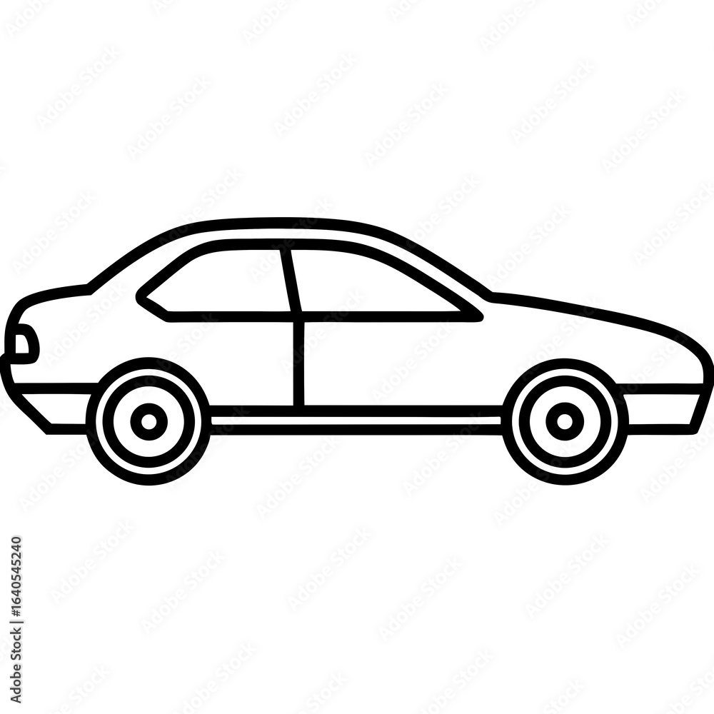 Fototapeta premium Outline of a sedan car isolated on white background