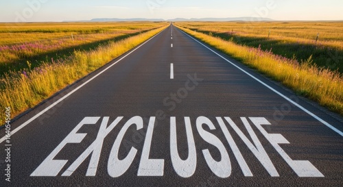 Wallpaper Mural Word exclusive painted a long asphalt road stretching through a scenic landscape, symbolizing a unique journey towards a destination Torontodigital.ca