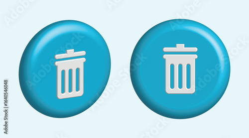 3D Trash Can Icon Set