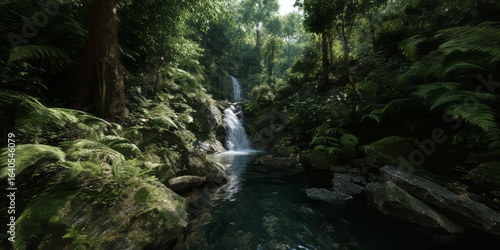 Waterfall adventure lush jungle hdr panoramas