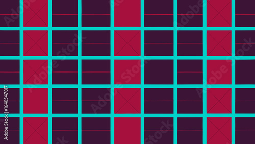 Geometric grid pattern with red squares and lines abstract