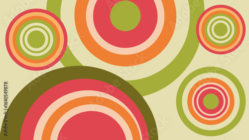 Retro concentric circles in warm earthy tones abstract