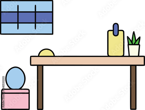 minimal wall calendar above floating desk shelf on transparent background