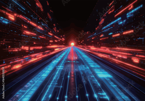 A computer generated image of a tunnel. The image has a futuristic and technological feel to it