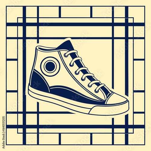 Vintage High Top Sneaker in Geometric Frame shoe retro