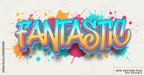 Fantastic text, 3D colorful graffiti, editable text effect