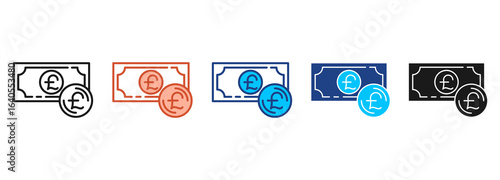 Pound Icon Set Multiple Style Collection