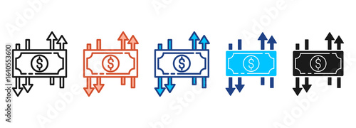Devaluation Icon Set Multiple Style Collection