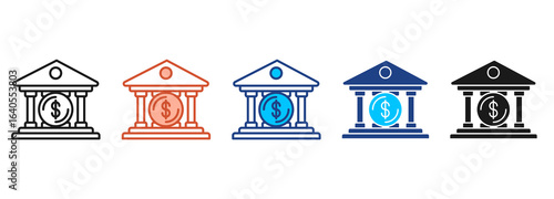 Bank Icon Set Multiple Style Collection