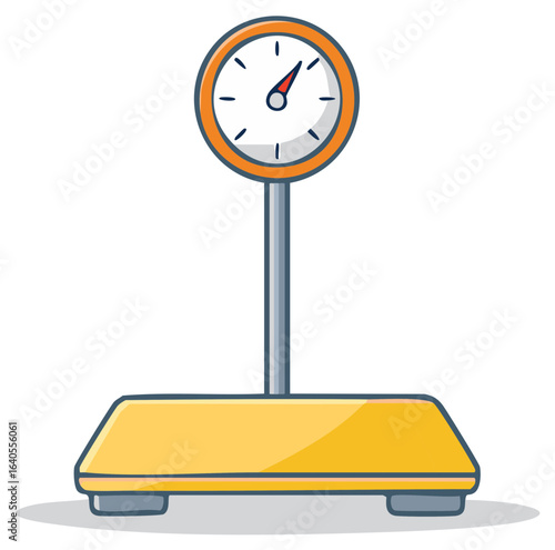 Cartoon style weighing machine for health and body weight measurement