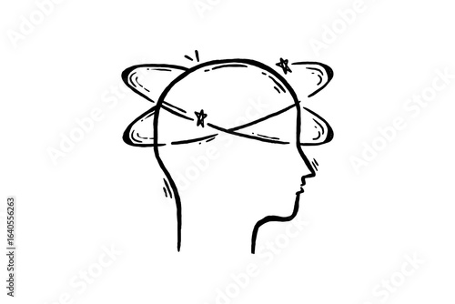 Hand drawn Headache dizzy line icon illustration