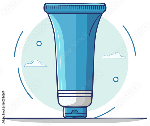 Vector Illustration of Tube Containing Skin Cream or Lotion for Cosmetic Treatment