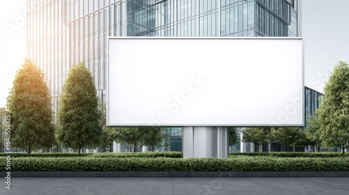 Wallpaper Mural Billboard Mockup in Urban Setting, City Advertising Space, Modern Office Buildings, Outdoor Advertisement, Blank White Sign Torontodigital.ca