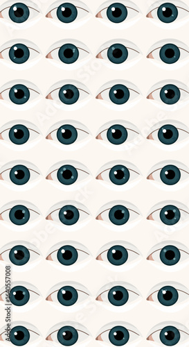 Collection of Many Blue Eyes Observing and Watching Everything Clearly
