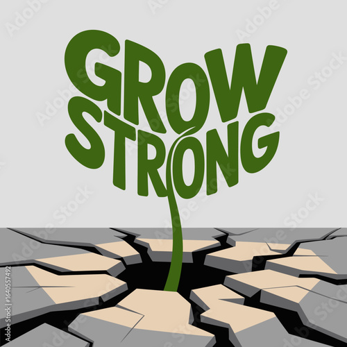A vibrant green sprout emerges and cracks through dry barren earth symbolizing growth resilience and strength in challenging environments