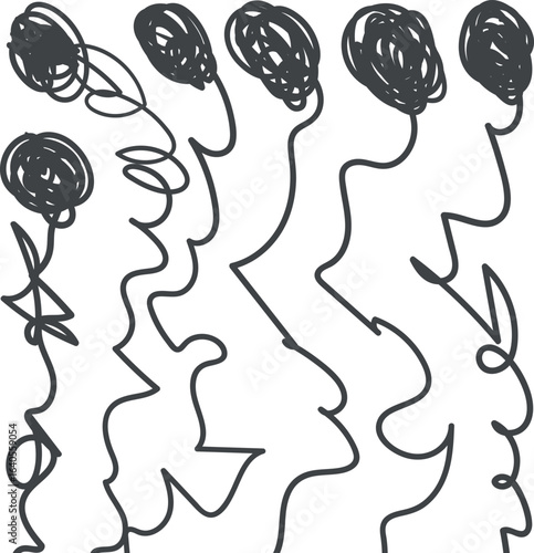 The hatched round spots with threads extending from them imitate balloons or plants.