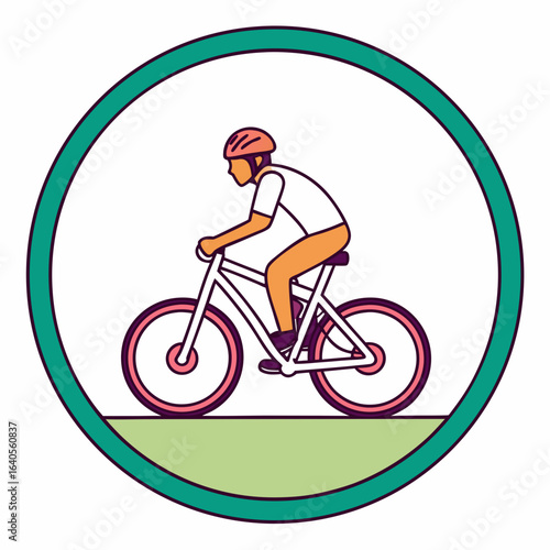 Wallpaper Mural Cyclist riding bicycle inside a circle with green grass vector illustration Torontodigital.ca