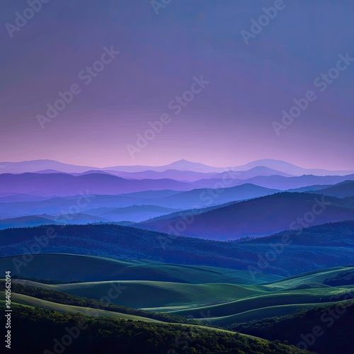 Tuscan Hills Sunset Landscape Rolling hills at dusk, panoramic view, nature wallpaper