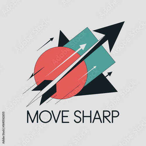 Geometric abstract shapes and arrows symbolizing forward momentum growth and dynamic business progress with minimalist design elements vector
