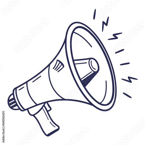 Megaphone drawing isolated on white background, a tool for amplifying sound