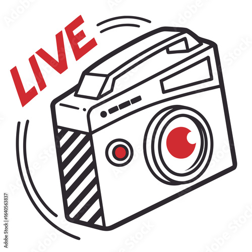 A live streaming camera isolated on white background for online broadcasting