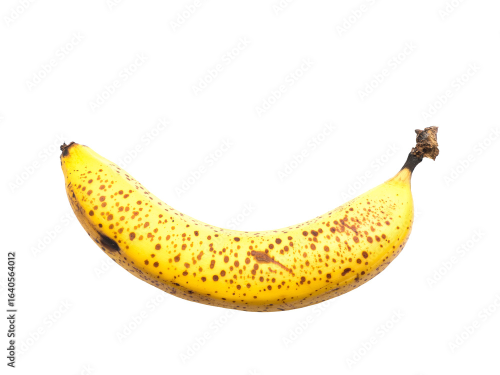 Φωτογραφία Yellow Single ripe banana with black dots Isolated on Transparent Background