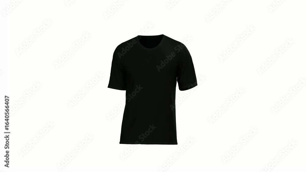 Animation of clothes, gait movement on the runway of a black T-shirt Animation of clothes, gait movement on the runway of a black T-shirt