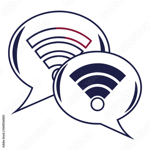 Two speech bubbles with wifi signal icons isolated on white background