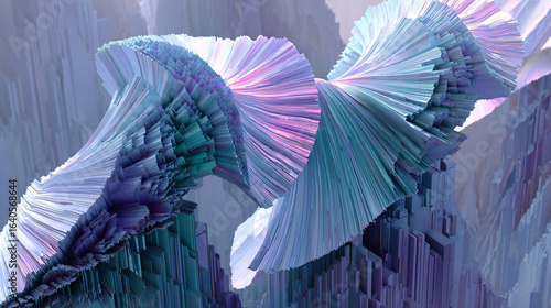 Abstract Art Design Texture Pattern Modern Colorful Light Shape Digital 3D Twist Surreal Nature Curves Fractal Vibrant Motion Futuristic Blue Pink Purple 