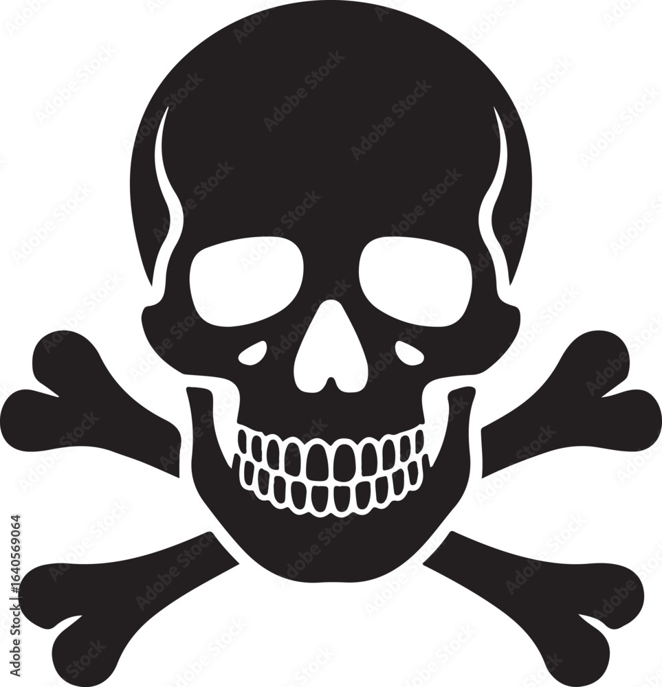 Fototapeta premium Skull with crossbones silhouette vector illustration design