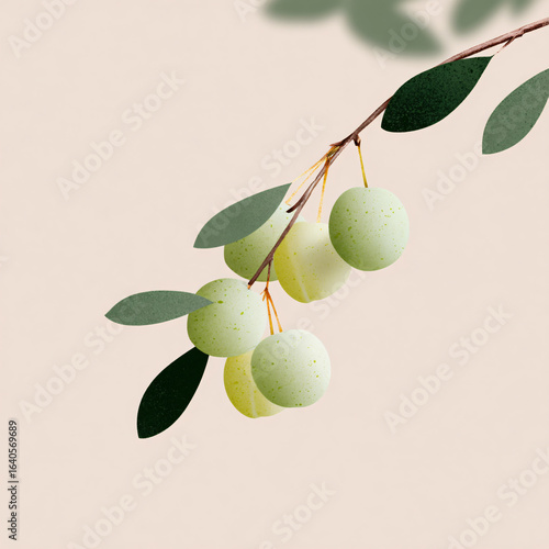 Olives Green Branch Leaves Nature Botanical Organic Plant Food Minimalist Healthy Vegetation Ripe Lifestyle Home Deco Stilllife Eco-friendly Wellness Canvas Abstract Art Tree Kitchen Garden Summer