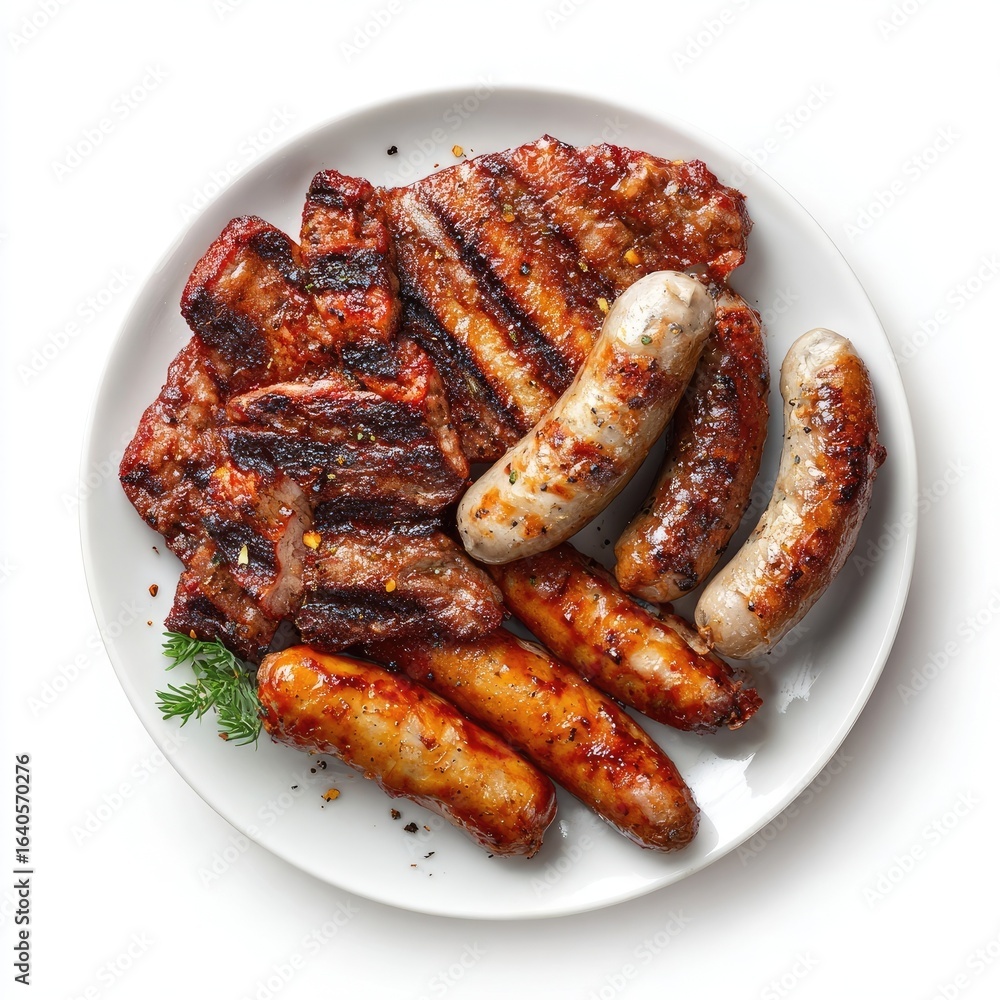 Grilled meats and sausages on a plate (1) Grilled meats and sausages on a plate (1)